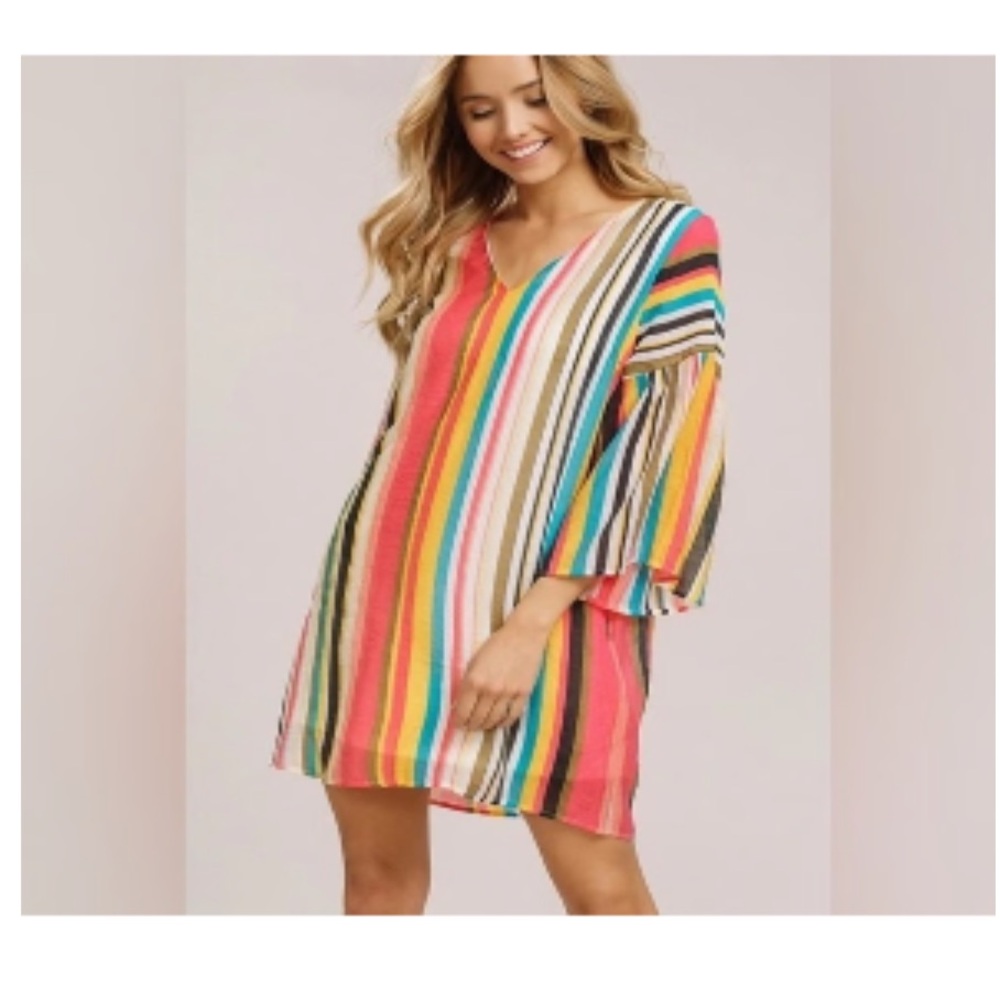 Listicle colorful rainbow stripped dress